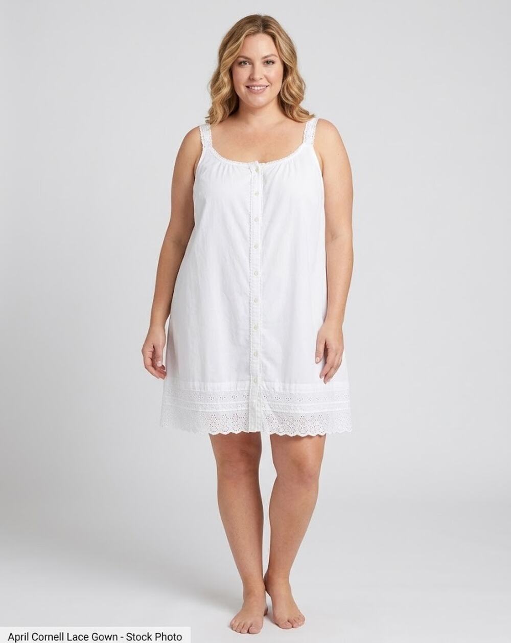 April Cornell 100% Cotton Lace Button Front Gown XXL White Cottage